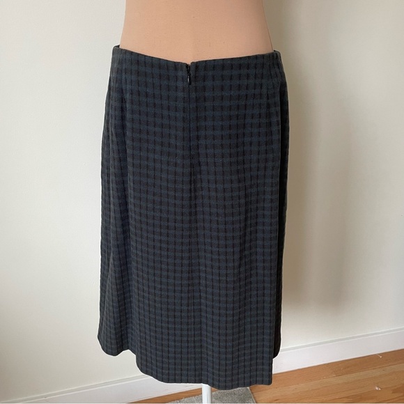 Calvin Klein Collection Wool Blend Green Check Plaid Knee-Length Skirt Size 10 - Picture 6 of 10
